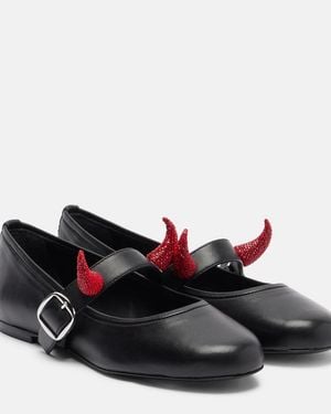 Coperni X Disney Leather Mary Jane Flats - Black