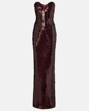 The New Arrivals Ilkyaz Ozel Azzurra Sequined Corset Gown - Purple
