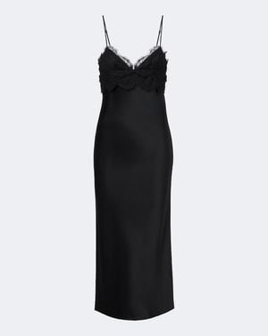 KHAITE Joelle Lace-Trimmed Satin Slip Dress - Black