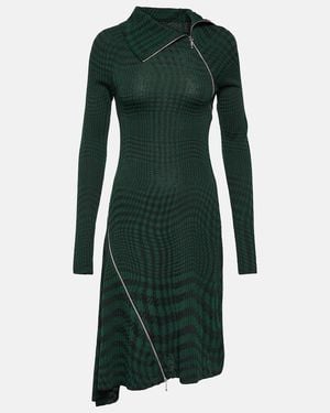 Burberry Check Wool-Blend Midi Dress - Green