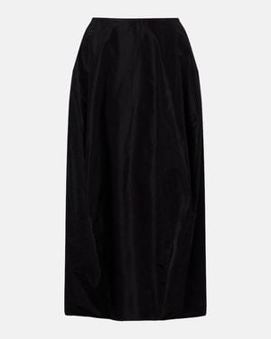 The Row Galyra Cotton And Silk Satin Midi Skirt - Black