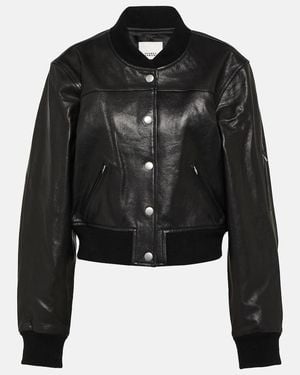 Isabel Marant Adriel Leather Bomber Jacket - Black