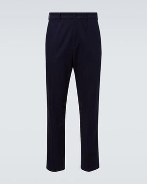 dunhill Cotton-Blend Tapered Pants - Blue