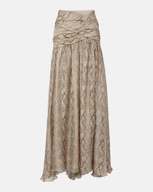 Elie Saab Maxirock Aus Seidenchiffon - Natur