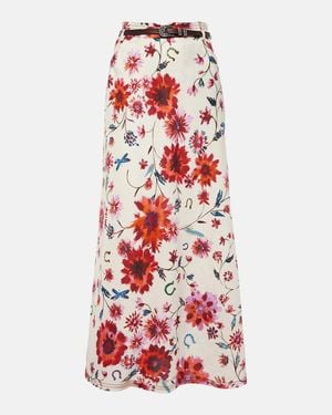Dorothee Schumacher Floral Ease Linen Midi Skirt - Red
