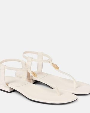 Loro Piana Mindil Embellished Leather Thong Sandals - White