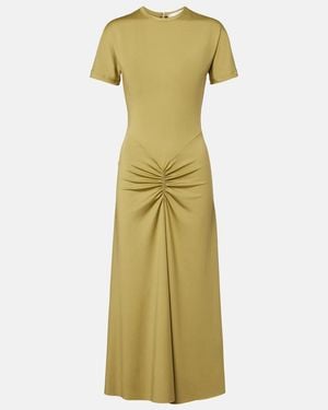 Victoria Beckham Gathered Jersey T-Shirt Dress - Green