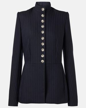 KHAITE Samuel Chalk Stripe Wool-Blend Jacket - Blue