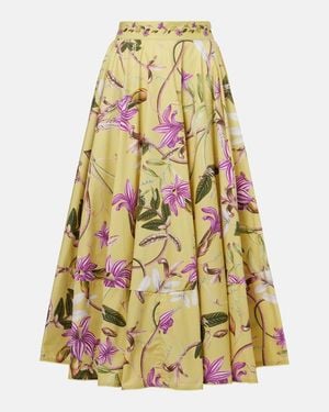 Agua Bendita Bergamota Floral Cotton Maxi Skirt - Yellow