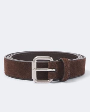 The Row Geo Suede Belt - Brown
