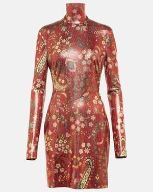Etro Paisley High Neck Minidress - Red
