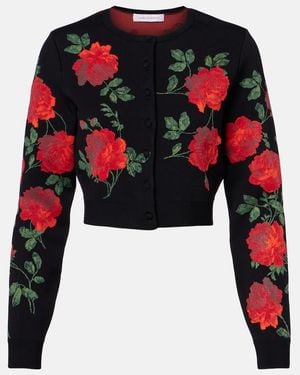Carolina Herrera Cropped-Cardigan Aus Jacquard - Rot