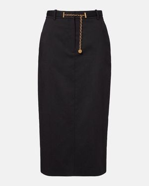 Veronica Beard Belted Wool Pencil Skirt - Black