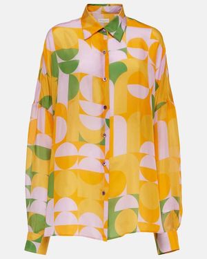 Dries Van Noten Printed Silk Shirt - Yellow