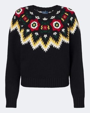 Polo Ralph Lauren Pull En Laine Et Coton - Bleu