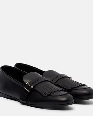 Max Mara Leather Lofaers - Black