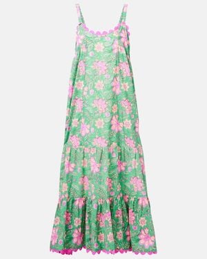 Juliet Dunn Printed Cotton Maxi Dress - Green