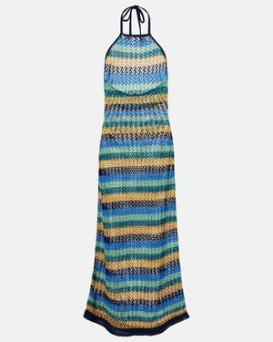 Etro Striped Cotton-Blend Maxi Dress - Blue