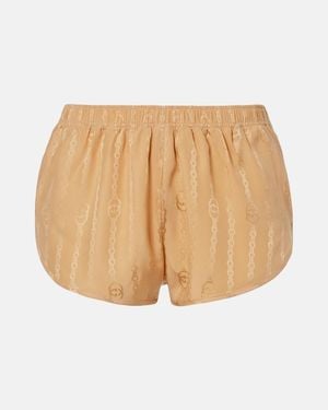 Gucci Interlocking G Silk Jacquard Shorts - Natural