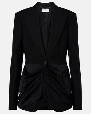 Stella McCartney Draped Satin-Trimmed Wool Blazer - Black