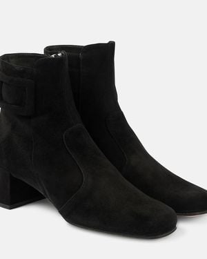 Roger Vivier Tres Vivier 45 Suede Ankle Boots - Black