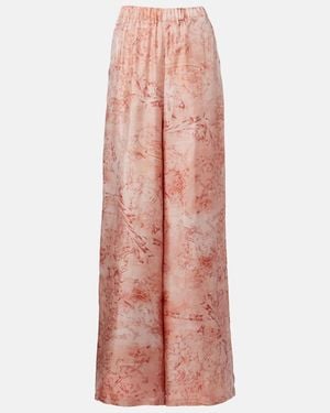 Max Mara Zirlo Printed Silk Twill Wide-Leg Trousers - Pink