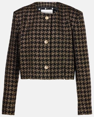 Nina Ricci Houndstooth Lame Tweed Jacket - Black
