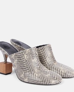 Jacquemus Bisou 90 Snake-Effect Leather Mules - White
