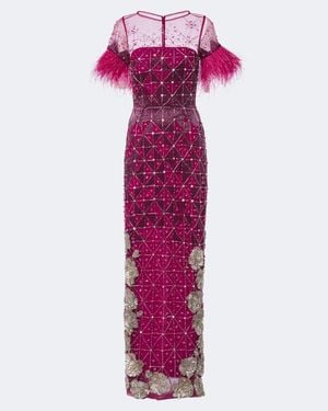 La Fuori Aviary Crystal Embellished Bustier Gown - Purple