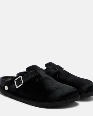 Birkenstock Boston Calf Hair Clogs - Black