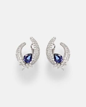 YEPREM Pendientes De Oro Blanco De 18 Ct (750/1000) Con Diamantes Y Zafiros