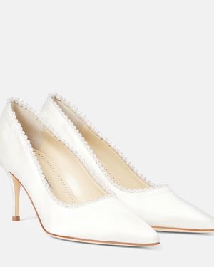 Manolo Blahnik Kifat 70 Embellished Satin Court Shoes - White