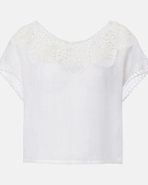 Nili Lotan Top Caila En Ramie A Finitions Au Crochet - Blanc