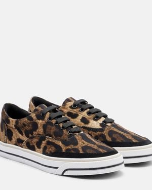 Dolce & Gabbana Leopard-Print Canvas Sneakers - Brown