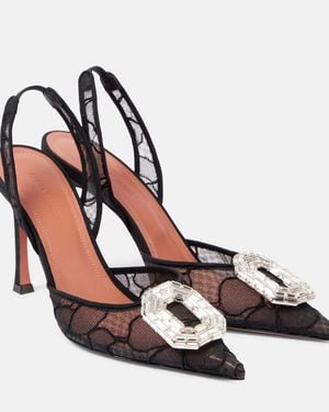 AMINA MUADDI Camelia 90 Lace Slingback Court Shoes - Black