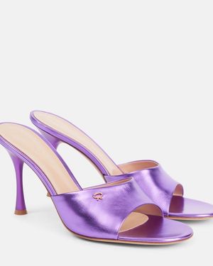 Gianvito Rossi Pantoletten Aus Metallic-Leder - Lila