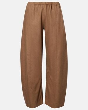 KHAITE Clover Mid-Rise Wool Barrel-Leg Trousers - Brown