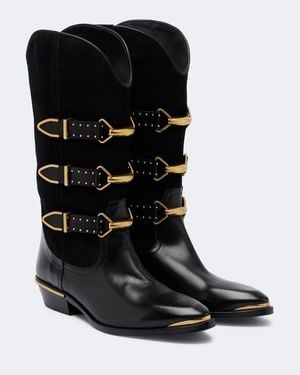 Isabel Marant Botas Cowboy Mexia De Piel Y Ante - Negro