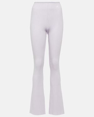 Courreges Reedition Ribbed-Knit Flared Trousers - White