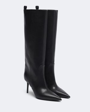 Brunello Cucinelli Monili Leather Knee-High Boots - Black