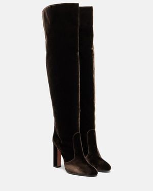 Aquazzura Stiefel Joplin 105 Aus Samt - Schwarz