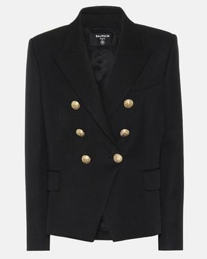 Balmain Double-Breasted Wool Blazer - Black