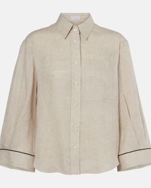 Brunello Cucinelli Monili Linen Shirt - Natural