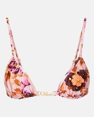 Chloé Top De Bikini Floral Con Logo - Rojo