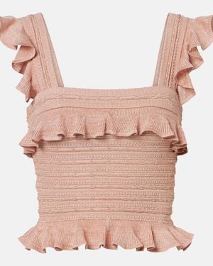 Zimmermann Rebellion Ruffled Lame Top - Pink