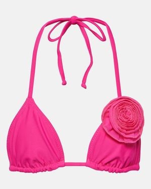 SAME Top De Bikini Triangular Con Aplique Floral - Rosa