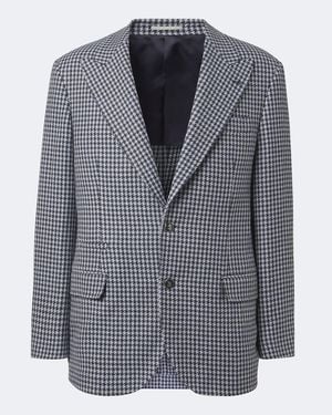 Brunello Cucinelli Houndstooth Cashmere Blazer - Blue