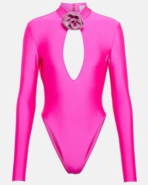 GIUSEPPE DI MORABITO Embellished Jersey Bodysuit - Pink