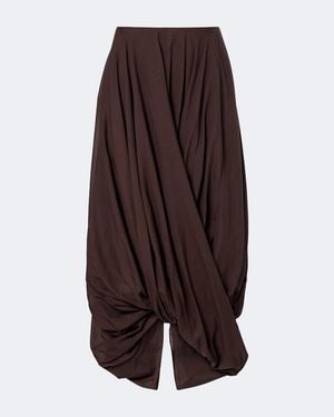 TOTEME Cotton-Blend Jersey Midi Skirt - Brown
