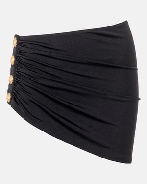 Balmain Draped Embellished Beach Cover-Up - Black